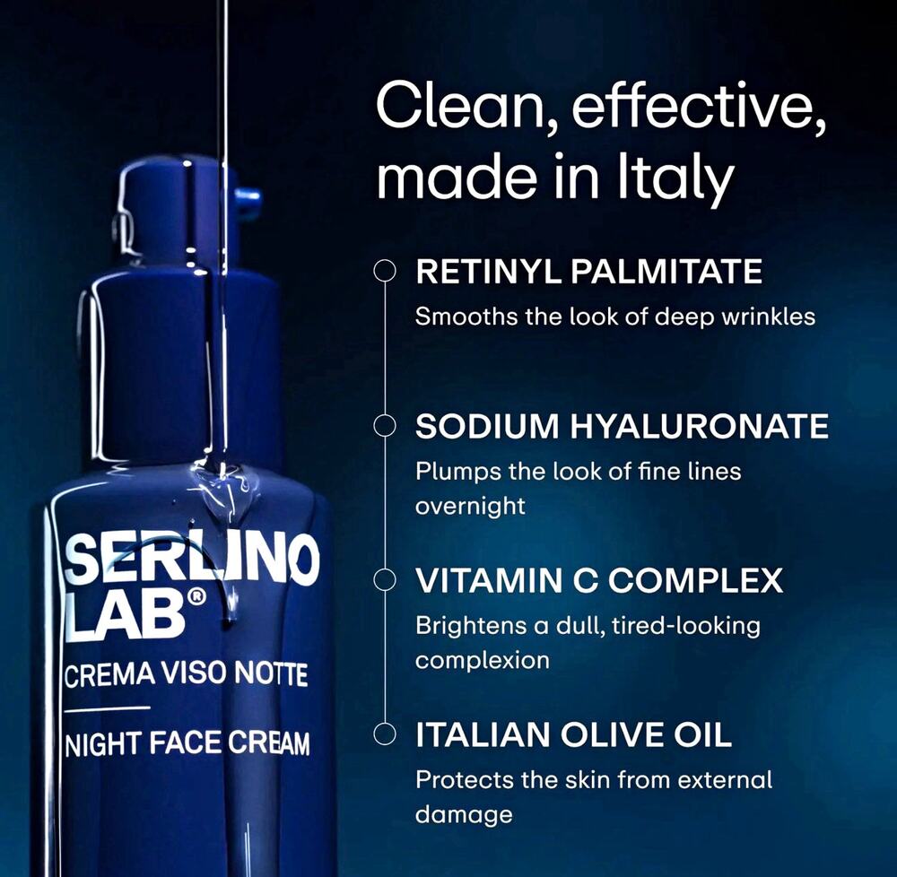 Serlino Lab Night Face Cream 50ml 1.7 oz Crema Viso Notte Made in Italy EXP-3/28